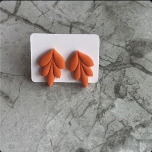 Orange Leaf Design Earrings
